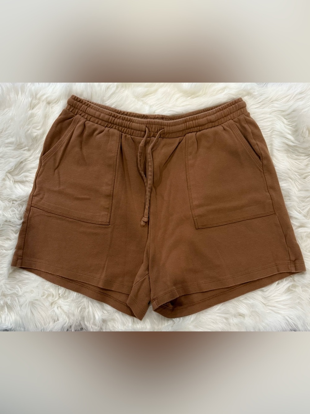 Zenana Brown Drawstring Pocket Athletic Shorts